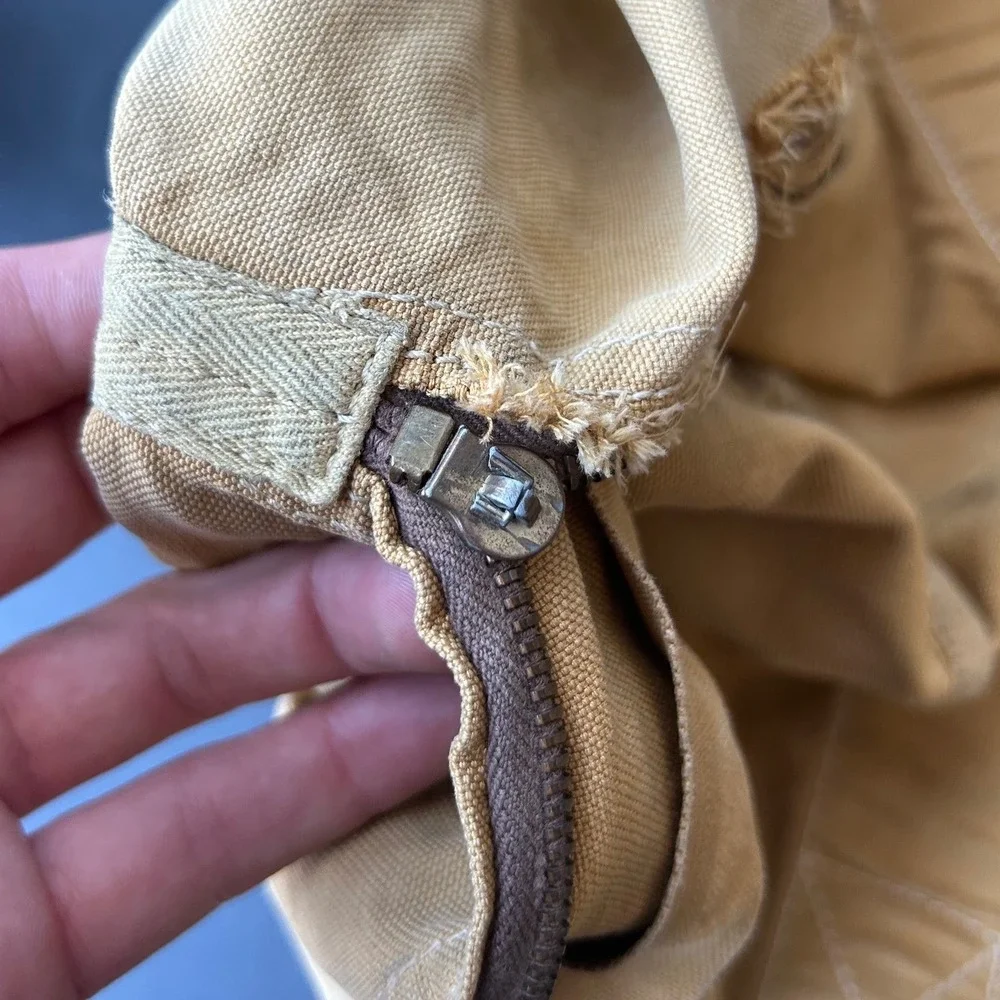 RARE Vintage Spanish Air Force MilitarY Canvas Duffel Bag Tan Utility Carryall
